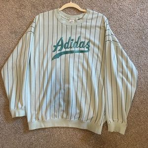 Adidas Light Blue Striped Crewneck - Size Large